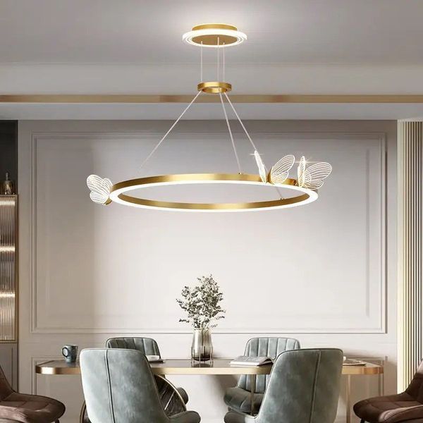 Люстра Babetta сказочные бабочки с золотистым LED кольцом 000043 фото