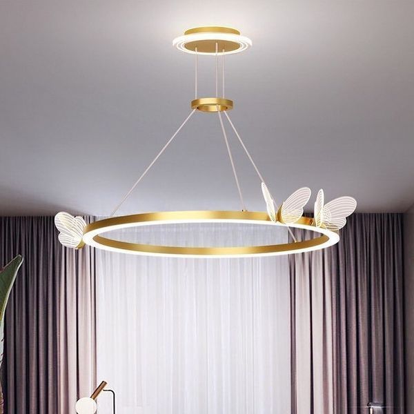 Люстра Babetta сказочные бабочки с золотистым LED кольцом 000043 фото